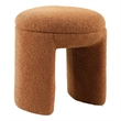 Janie Rounded Ottoman Stool with Open Frame Base- Saddle Brown Fabric