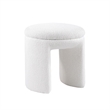 Janie Rounded Ottoman Stool with Open Frame Base- Beige Fabric