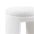 Janie Rounded Ottoman Stool with Open Frame Base- Beige Fabric