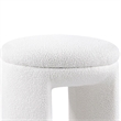 Janie Rounded Ottoman Stool with Open Frame Base- Beige Fabric