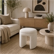 Janie Rounded Ottoman Stool with Open Frame Base- Beige Fabric