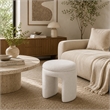 Janie Rounded Ottoman Stool with Open Frame Base- Beige Fabric