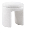 Janie Rounded Ottoman Stool with Open Frame Base- Beige Fabric