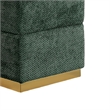 Kris Ottoman Stool with Hidden Storage- Gold Base- Green Chenille