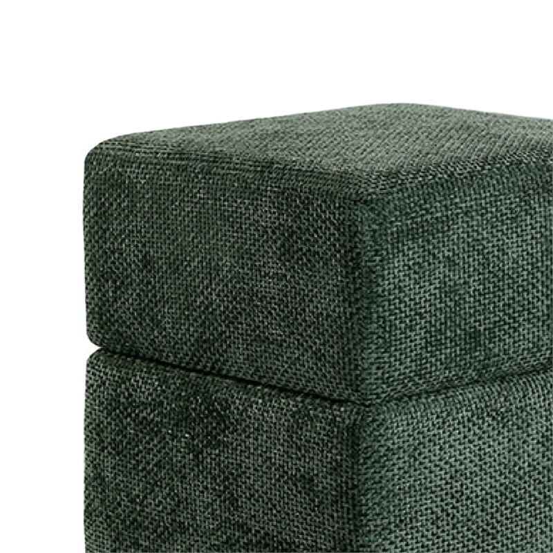 Kris Ottoman Stool with Hidden Storage- Gold Base- Green Chenille