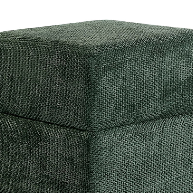 Kris Ottoman Stool with Hidden Storage- Gold Base- Green Chenille