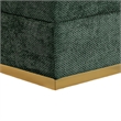 Kris Ottoman Stool with Hidden Storage- Gold Base- Green Chenille
