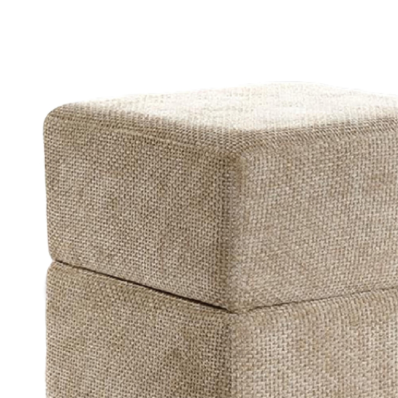 Kris Ottoman Stool with Hidden Storage- Gold Base- Silver Gray Chenille