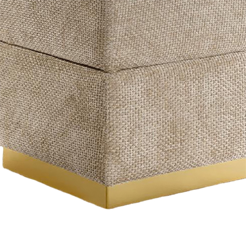 Kris Ottoman Stool with Hidden Storage- Gold Base- Silver Gray Chenille