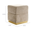 Kris Ottoman Stool with Hidden Storage- Gold Base- Silver Gray Chenille