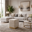 Kris Ottoman Stool with Hidden Storage- Gold Base- Silver Gray Chenille
