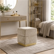 Kris Ottoman Stool with Hidden Storage- Gold Base- Silver Gray Chenille