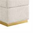 Kris Ottoman Stool with Hidden Storage- Gold Base- Beige Chenille