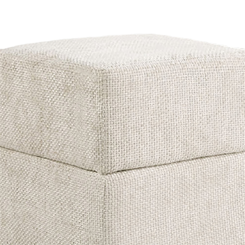 Kris Ottoman Stool with Hidden Storage- Gold Base- Beige Chenille