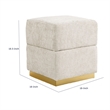 Kris Ottoman Stool with Hidden Storage- Gold Base- Beige Chenille
