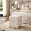 Kris Ottoman Stool with Hidden Storage- Gold Base- Beige Chenille