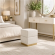 Kris Ottoman Stool with Hidden Storage- Gold Base- Beige Chenille