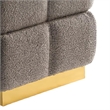 Anne Ottoman Stool with Storage- Gold Base- Gray Biscuit Tufted Fabric