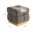 Anne Ottoman Stool with Storage- Gold Base- Gray Biscuit Tufted Fabric