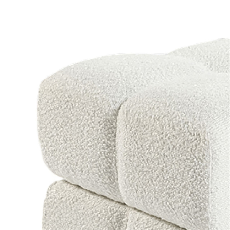 Anne Ottoman Stool with Storage- Gold Base- Beige Biscuit Tufted Fabric