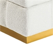 Anne Ottoman Stool with Storage- Gold Base- Beige Biscuit Tufted Fabric