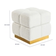 Anne Ottoman Stool with Storage- Gold Base- Beige Biscuit Tufted Fabric