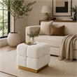 Anne Ottoman Stool with Storage- Gold Base- Beige Biscuit Tufted Fabric