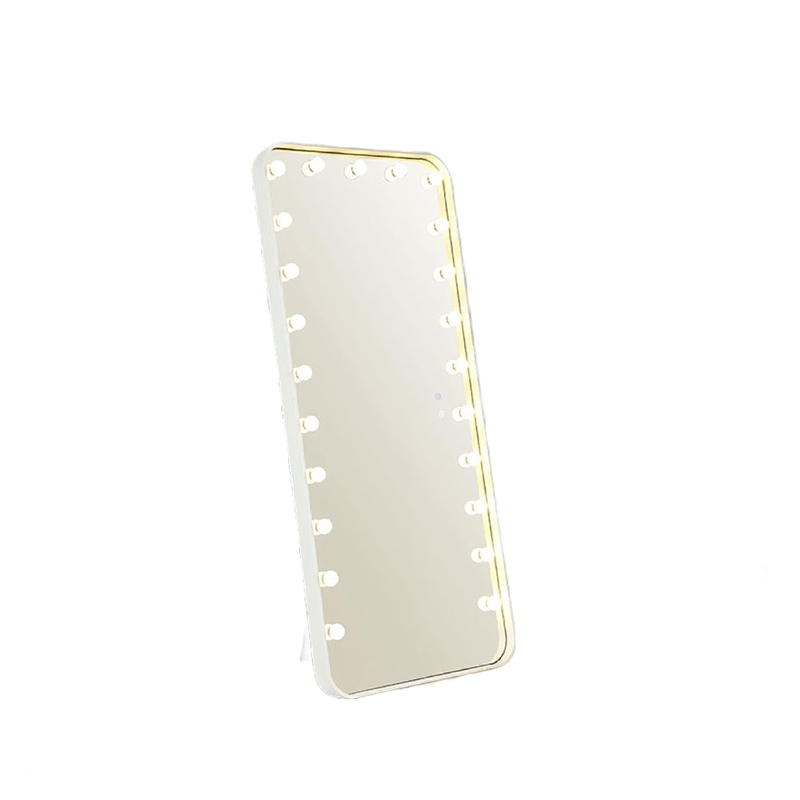Samie LED Floor Mirror with Bluetooth- Touch Control- White Metal 32x71