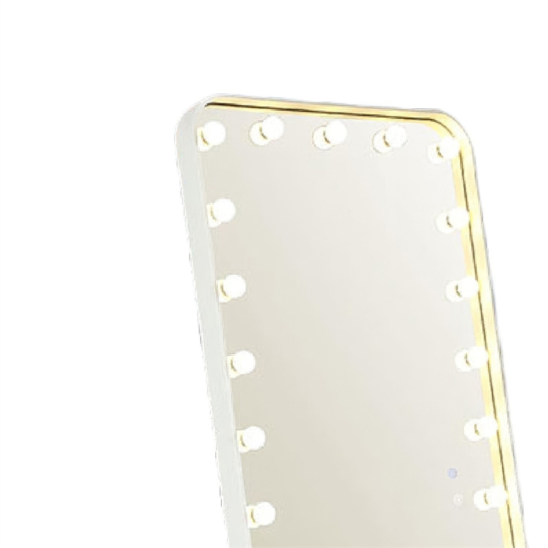 Samie LED Floor Mirror with Bluetooth- Touch Control- White Metal 32x71