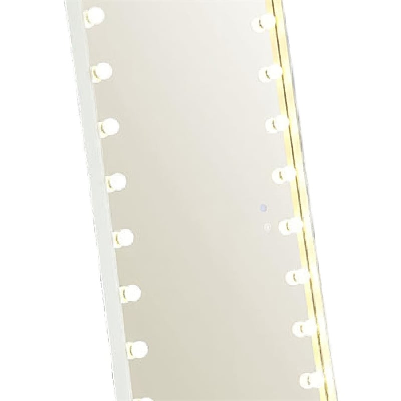 Samie LED Floor Mirror with Bluetooth- Touch Control- White Metal 32x71