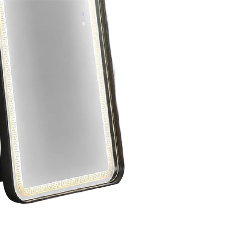 Madie Floor Mirror with LED Lights- Bluetooth Speaker- Black Metal 32x71