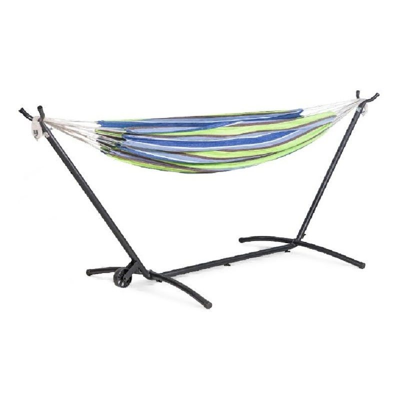Joena Outdoor Hammock Stand with Angled Frame- Black Steel 130 Inch