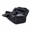Manual Reclining Loveseat- Console Cupholders- Black Faux Leather 79 Inch
