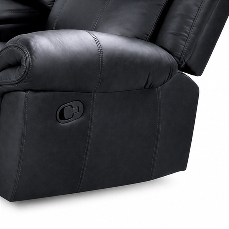 Manual Reclining Loveseat- Console Cupholders- Black Faux Leather 79 Inch