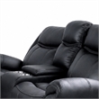 Manual Reclining Loveseat- Console Cupholders- Black Faux Leather 79 Inch
