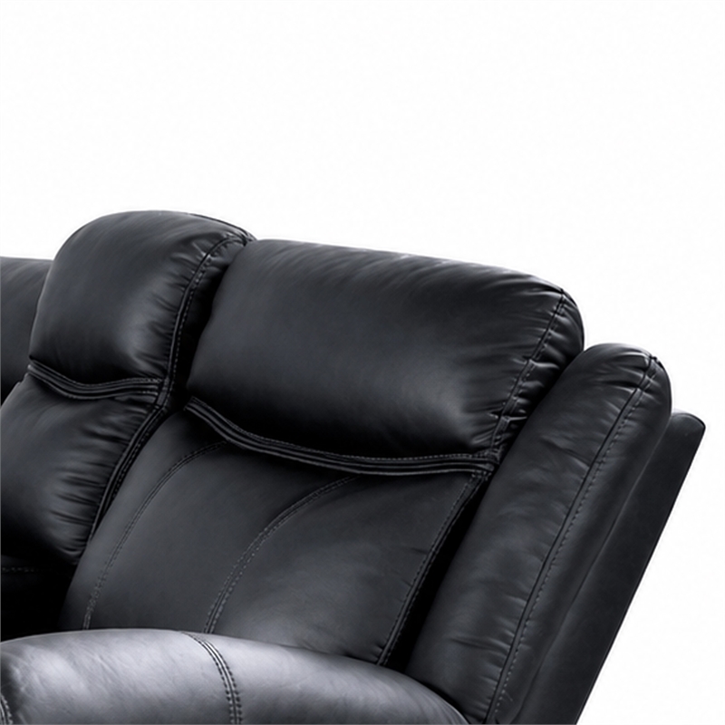 Manual Reclining Loveseat- Console Cupholders- Black Faux Leather 79 Inch