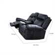 Manual Reclining Loveseat- Console Cupholders- Black Faux Leather 79 Inch