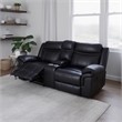 Manual Reclining Loveseat- Console Cupholders- Black Faux Leather 79 Inch