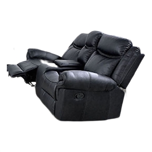 Manual Reclining Loveseat- Console Cupholders- Black Faux Leather 79 Inch