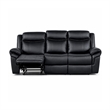 Arisa Manual Reclining Sofa- Drop-Down Table- Black Faux Leather 87 Inch