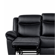 Arisa Manual Reclining Sofa- Drop-Down Table- Black Faux Leather 87 Inch