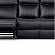 Arisa Manual Reclining Sofa- Drop-Down Table- Black Faux Leather 87 Inch