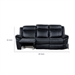 Arisa Manual Reclining Sofa- Drop-Down Table- Black Faux Leather 87 Inch