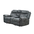 Arisa Manual Reclining Loveseat w Console- Dark Gray Faux Leather 79 Inch