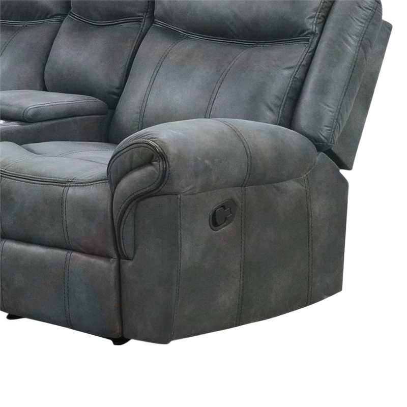 Arisa Manual Reclining Loveseat w Console- Dark Gray Faux Leather 79 Inch