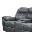 Arisa Manual Reclining Loveseat w Console- Dark Gray Faux Leather 79 Inch