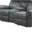 Arisa Manual Reclining Loveseat w Console- Dark Gray Faux Leather 79 Inch