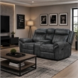 Arisa Manual Reclining Loveseat w Console- Dark Gray Faux Leather 79 Inch