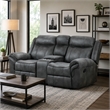Arisa Manual Reclining Loveseat w Console- Dark Gray Faux Leather 79 Inch