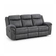 Arisa Manual Reclining Sofa- Drop-Down Table- Gray Faux Leather 87 Inch
